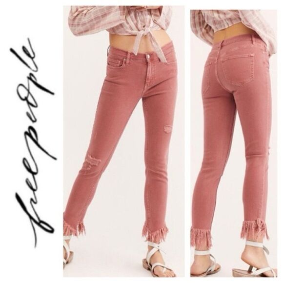 We The free skinny jeans pink great heights fray  size 28 rocker edgy boho - Picture 1 of 10